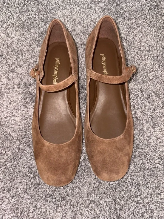 Jeffrey Campbell Suede Mary Jane Flats in Brown - Picture 1 of 4